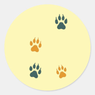 Sticker Rond Empreintes de pattes de chats vintages - Empreinte