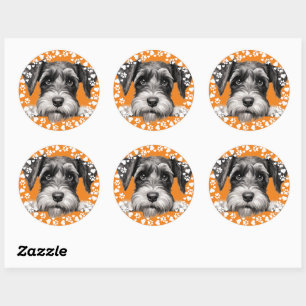Sticker Rond Empreintes de pattes de chiens photo personnalisés