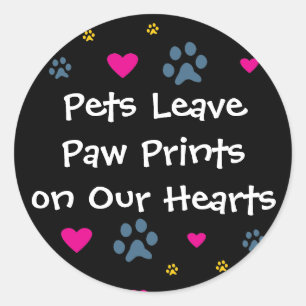 Sticker Rond Empreintes de pattes de congé d'animaux familiers