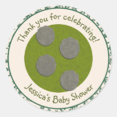 Sticker Rond Empreintes Eléphants mignonnes Baby shower Merci (Devant)