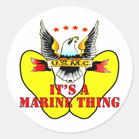 Sticker Rond Empreintes Jaunes USMC C’est une chose marine (Devant)