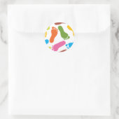 Sticker Rond Empreintes nues colorées (Sac)