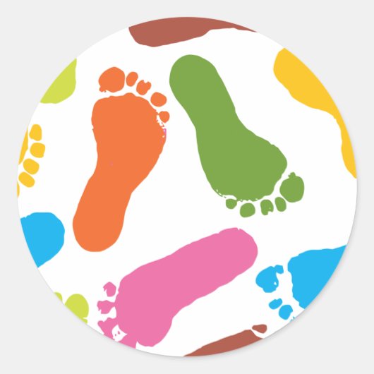 Sticker Rond Empreintes nues colorées (Devant)