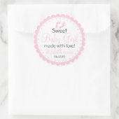 Sticker Rond Empreintes roses Baby shower Couché de Saint-Jacqu (Sac)