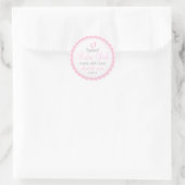 Sticker Rond Empreintes roses - Baby shower Favoriser (Sac)