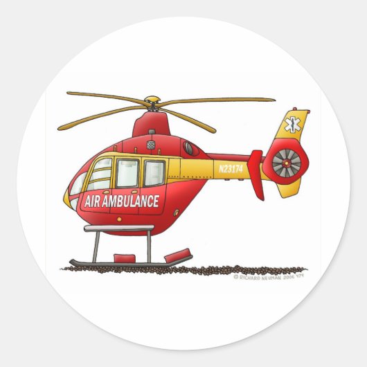 Sticker Rond EMS EMT Secourt Médicale Helicopter Ambulance (Devant)