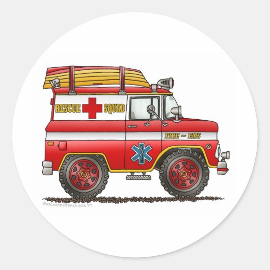 Sticker Rond EMS Secourt Van Ambulance Camion d'incendie (Devant)