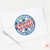 Sticker Rond EMS Trauma Junkie (Enveloppe)