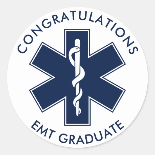 Sticker Rond EMT Star of Life Symbole Texte personnalisé (Devant)