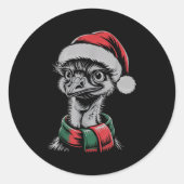 Sticker Rond Emu Xmas Santa Hat F Christmas Costume (Devant)