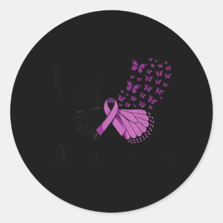 Sticker Rond En août, nous portons du violet, sensibilisation a