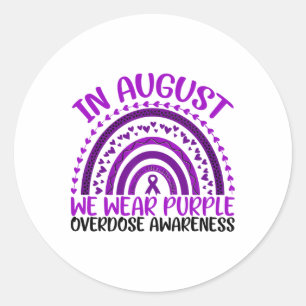 Sticker Rond En août, nous portons le violet pour la sensibilis