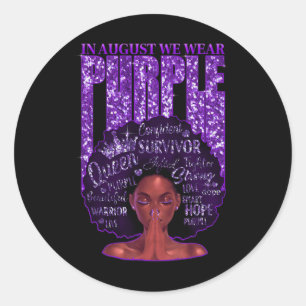 Sticker Rond En Août Nous Portons Violet Black Femme Afro Overd