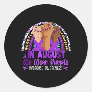 Sticker Rond En Août, Nous Portons Violet Surdose Sensibilisati