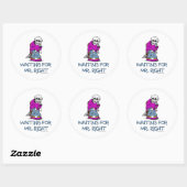 Sticker Rond En Attendant M. Right (Feuille)