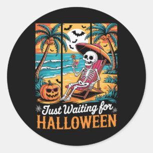 Sticker Rond En Attente D'Halloween Chemises Éffrayantes Fantôm