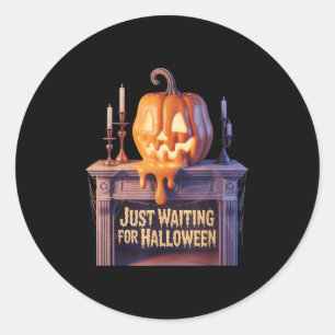 Sticker Rond En attente d'Halloween Jack-o'-lantern Hallowee