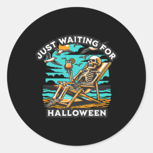 Sticker Rond En attente d'Halloween squelette Éffrayant été