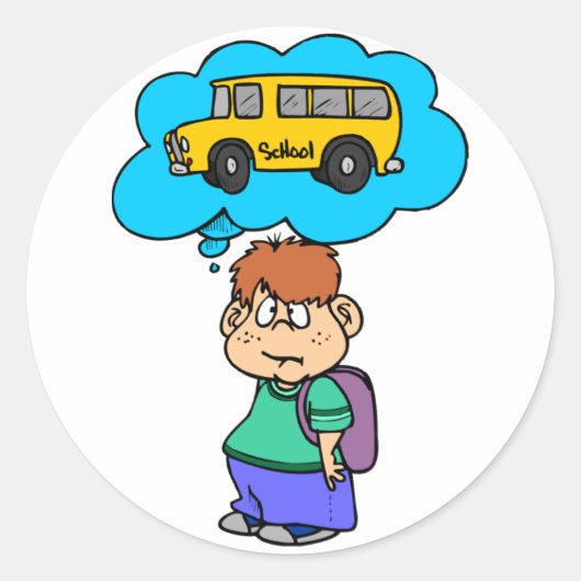 Sticker Rond En Attente Du Bus De L'École (Devant)
