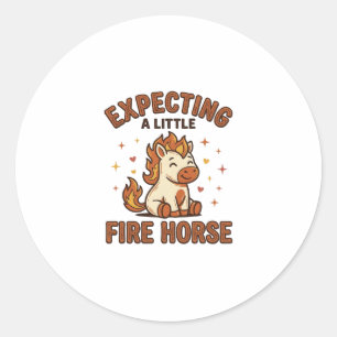 Sticker Rond En attente d'un petit cheval de feu Chemise bébé v