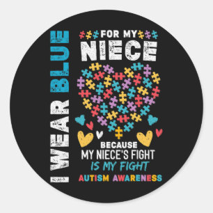 Sticker Rond En Avril, Je Porte Du Bleu Pour Ma Sensibilisation