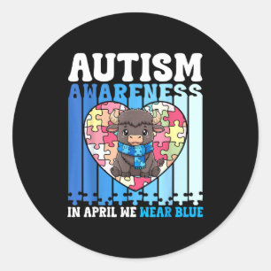 Sticker Rond En Avril Nous Portons Bleu Autism Awareness Buffal