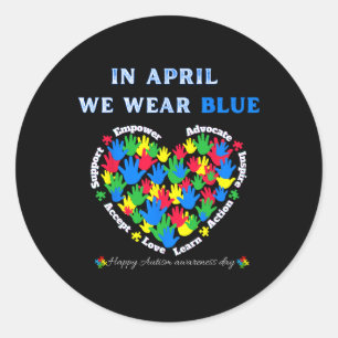 Sticker Rond En Avril Nous Portons Bleu Pour La Sensibilisation