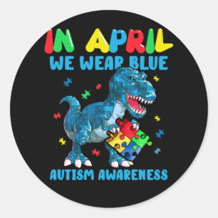 Sticker Rond En Avril Nous Portons Bleu Sensibilisation sur l'a