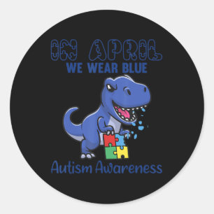Sticker Rond En Avril Nous Portons Bleu Sensibilisation sur l'a