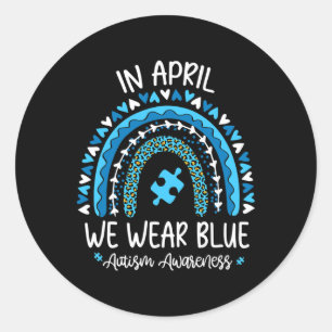 Sticker Rond En Avril Nous Portons Blue Rainbow Sensibilisation
