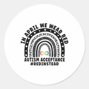Sticker Rond En Avril Nous Portons Red Sensibilisation sur l'au