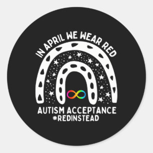 Sticker Rond En Avril Nous Portons Red Sensibilisation sur l'au