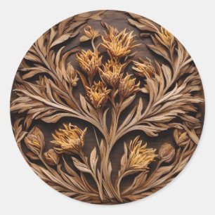 Sticker Rond En Bois De L'Australie Kangaroo Paw Flower Carving