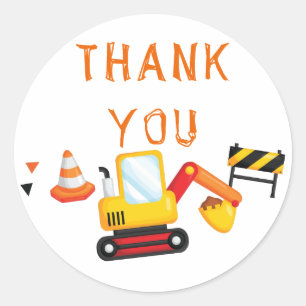 Sticker Rond En construction Anniversaire Merci
