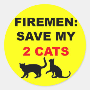 Sticker Rond En Coque de feu sauvez mes deux chats