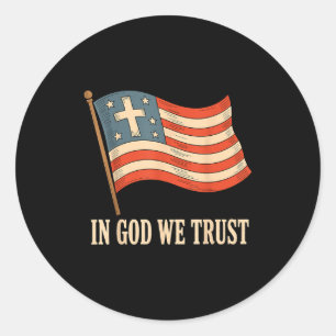 Sticker Rond En Dieu Nous Avons Confiance Drapeau Américain Cro