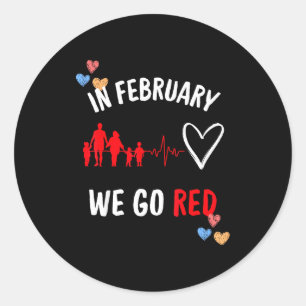 Sticker Rond En février, nous allons au mois de la santé du cœu