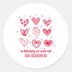 Sticker Rond En Février Nous Portons Red Chd Sensibilisation au