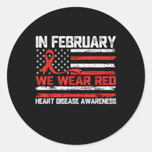 Sticker Rond En Février, Nous Portons Red Heart Disease Awarene