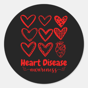 Sticker Rond En Février, Nous Portons Red Heart Disease Awarene
