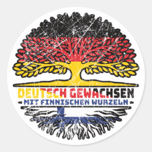 Sticker Rond en finnois Deutschland Baum Racines