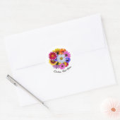 Sticker Rond En Fleur - Bouquet floral rond (Enveloppe)