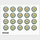 Sticker rond en fleur de fraise (Feuille)