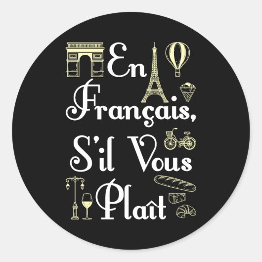 Sticker Rond En Francais S'il vous Plait Enseignant Français (Devant)