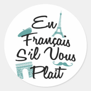 Sticker Rond En Français S'il vous Plait - Langue Française