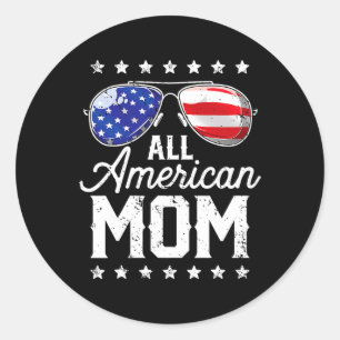 Sticker Rond En Juillet Toute Américaine Maman Sungles Famille