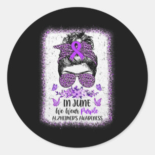 Sticker Rond En Juin Nous Portons Violet Alzheimer Sensibilisat