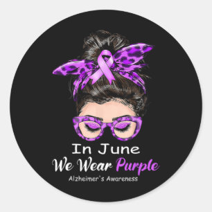 Sticker Rond En Juin Nous Portons Violet Alzheimer Sensibilisat