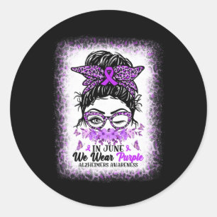 Sticker Rond En Juin Nous Portons Violet Alzheimer Sensibilisat
