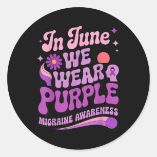 Sticker Rond En Juin Nous Portons Violet Fière migraine migrain